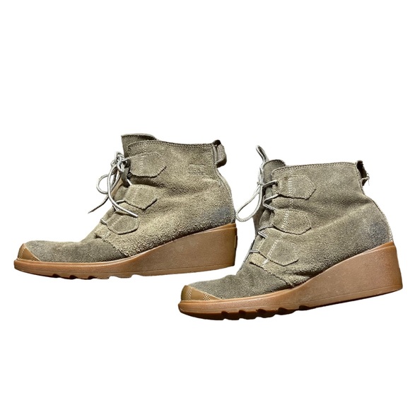 Sorel Toronto Suede Lace Up Wedges Ankle Boots Size 8.5 - Picture 5 of 10